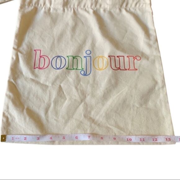 🆕 J.Crew Reusable Rainbow Bonjour Canvas Tote - Picture 2 of 3